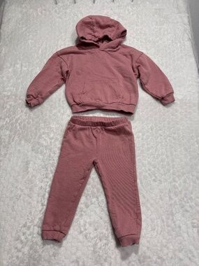 Primark pink toddler jogger pants & hoodie matching set baby girl 24-36 months